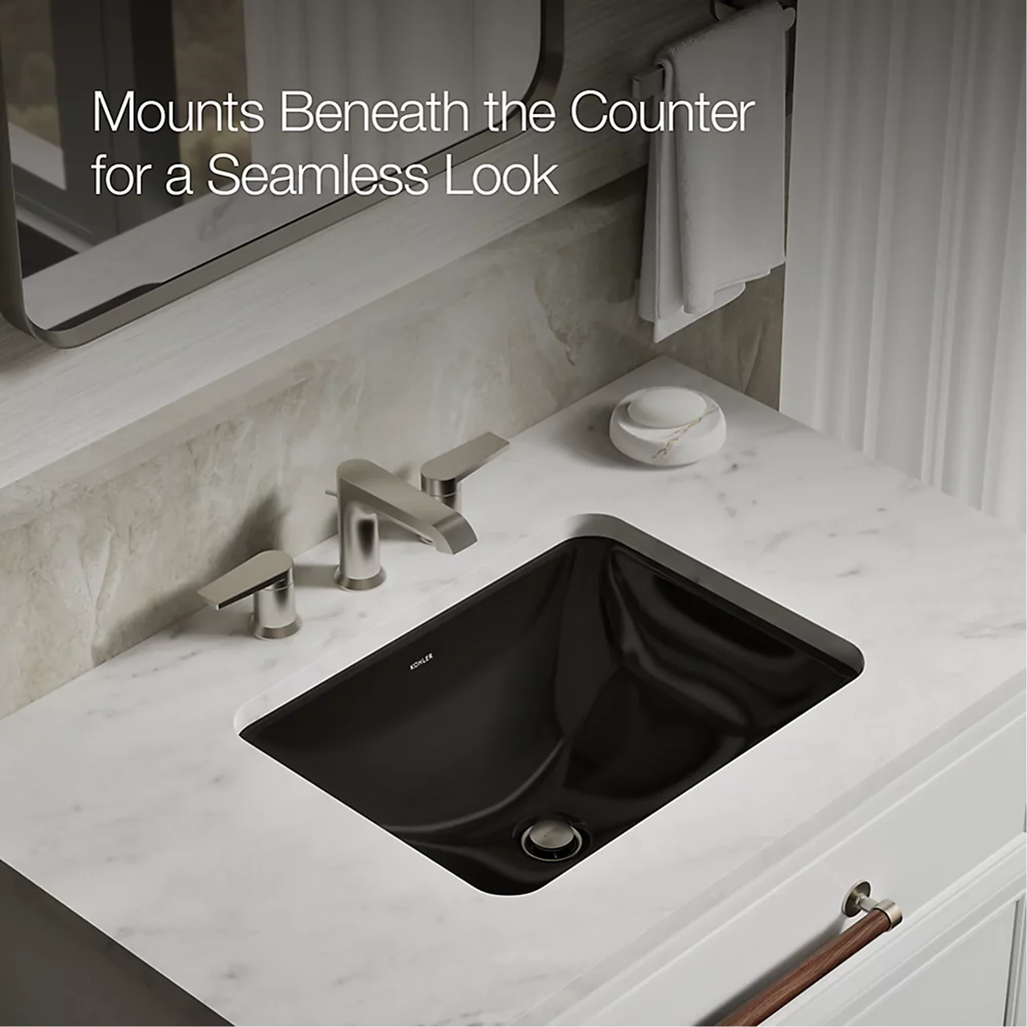CAXTON® RECTANGLE UNDERMOUNT BATHROOM SINK WITH OVERFLOW AND CLAMP ASSEMBLY - Image 7